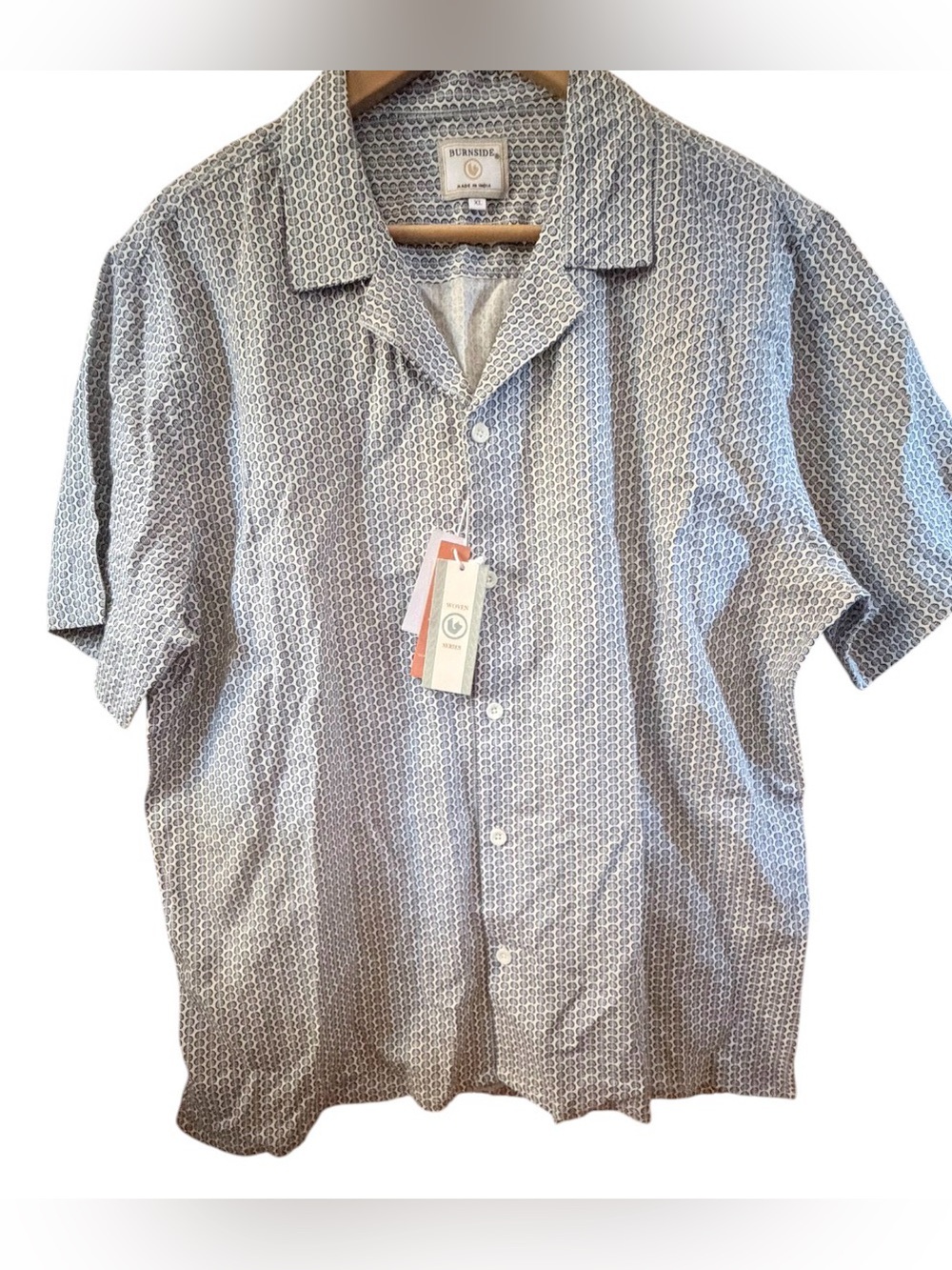 burnside mens button down linen shirt size xl woven series blue